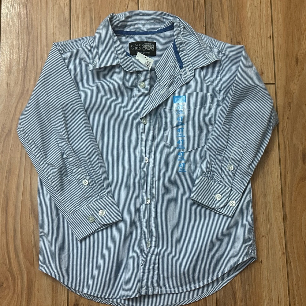NWT. The Children's Place Blue and White Striped Shirt
